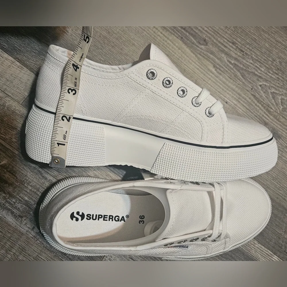 🩷💙Superga  2287 Bubble Line White-Black Size 6‎ Women 4.5 Men❤️💙